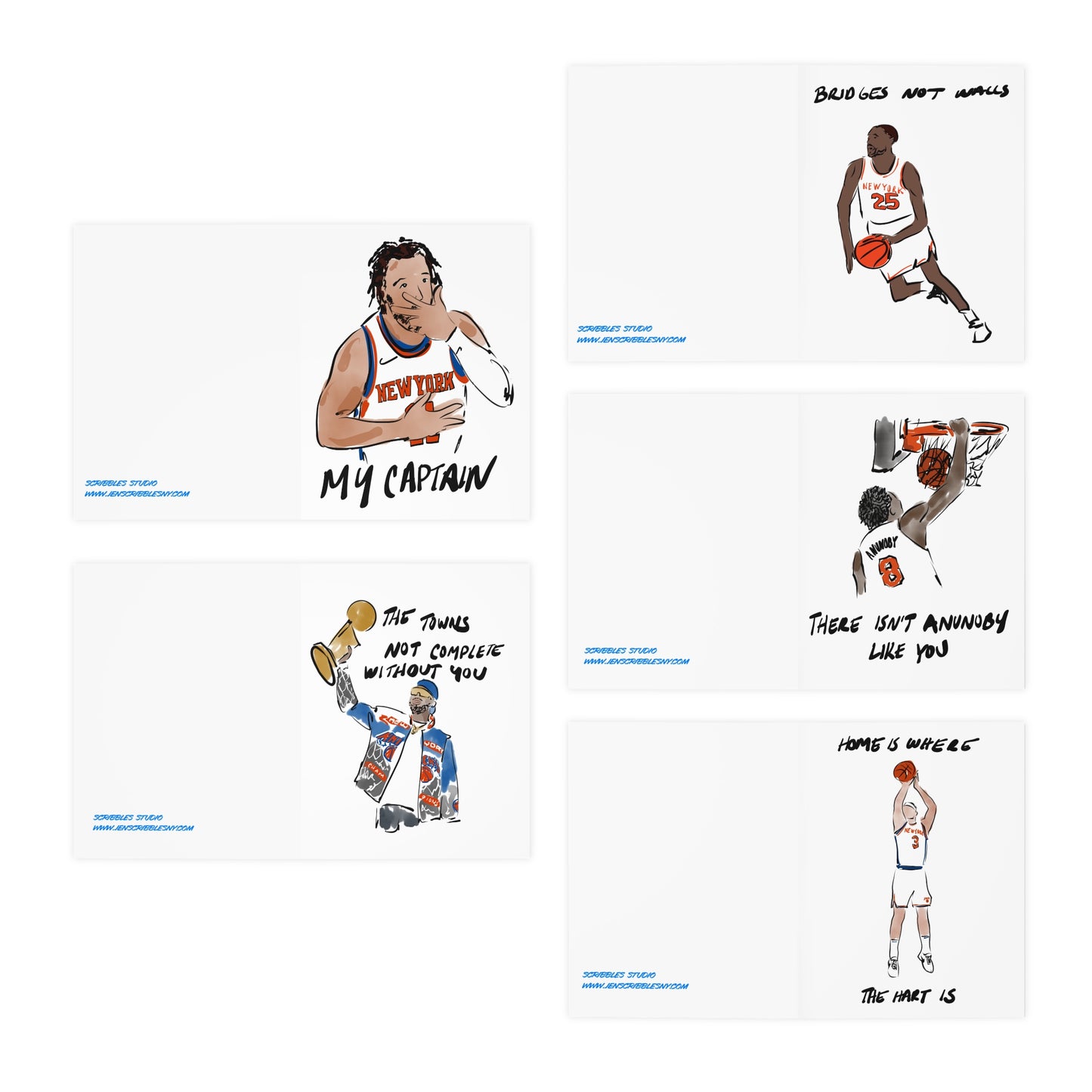 Knicks Starting 5 Greeting CardsPack