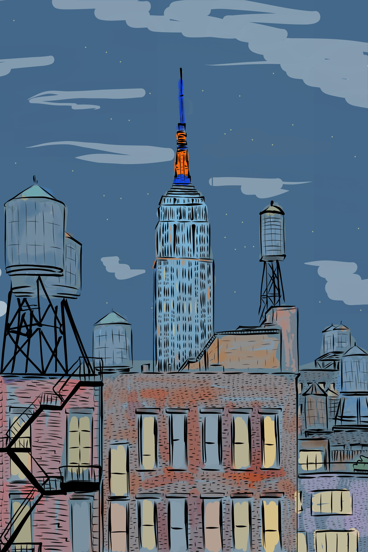 Empire State Building x Knicks - JenScribblesNY