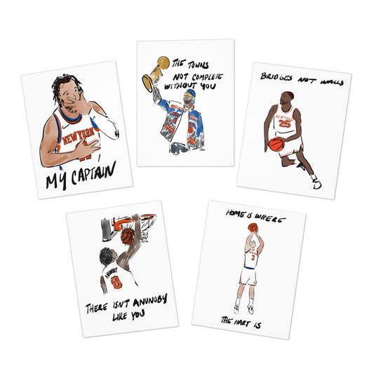 Knicks Starting 5 Greeting CardsPack - JenScribblesNY