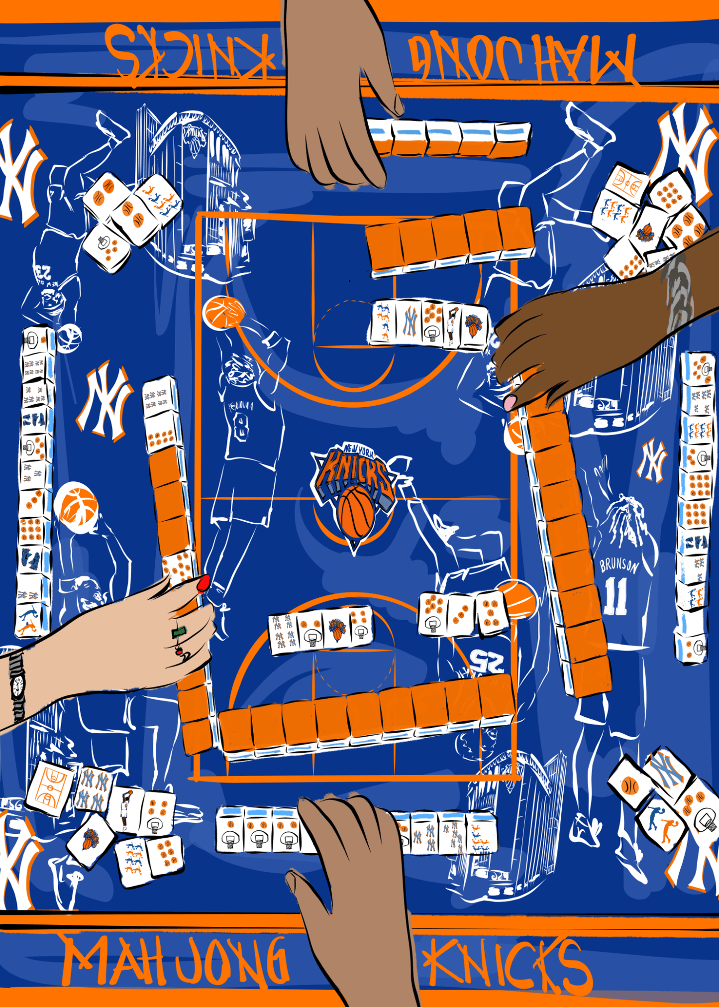 Knicks x Mah Jong - JenScribblesNY