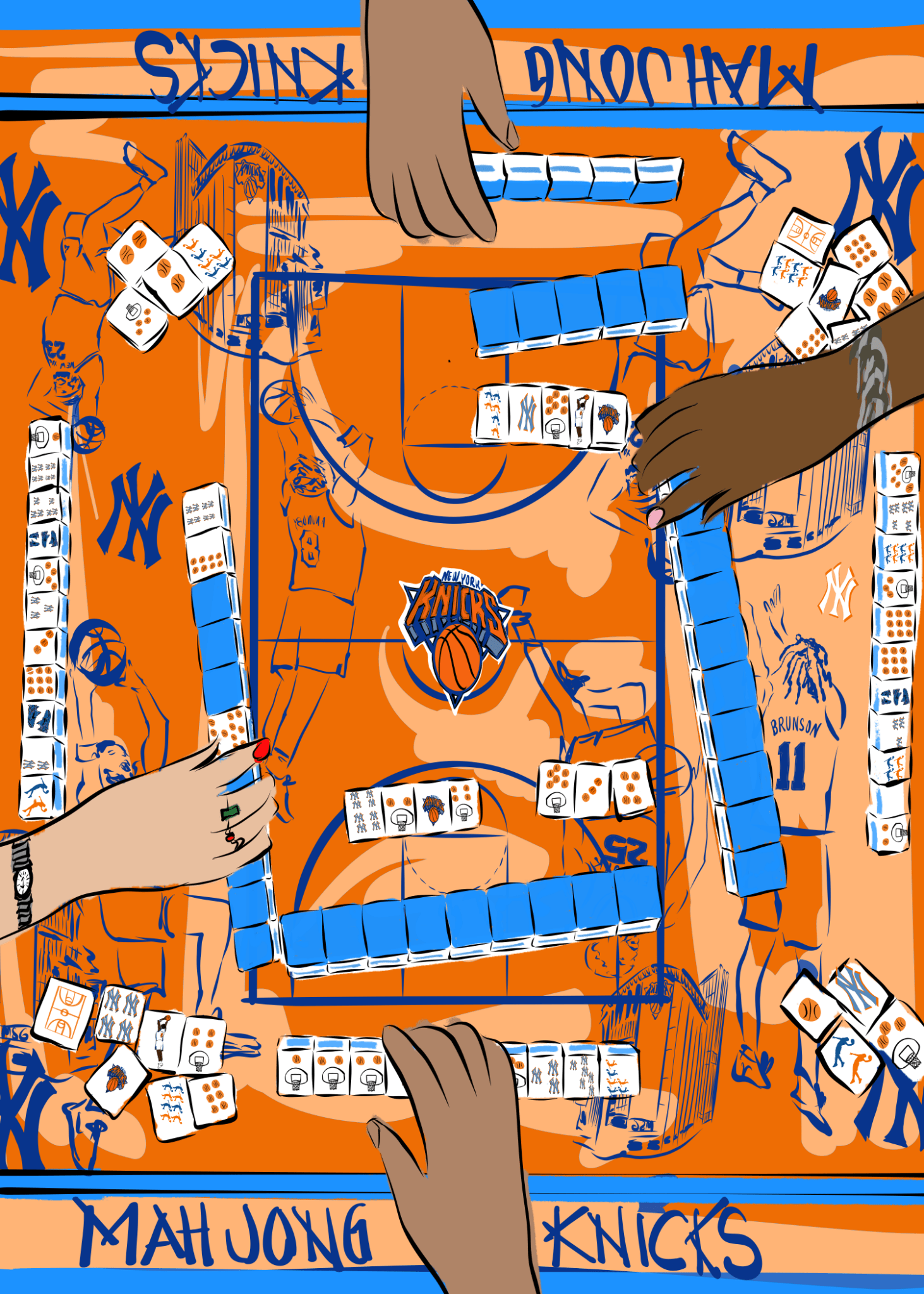 Knicks x Mah Jong - JenScribblesNY