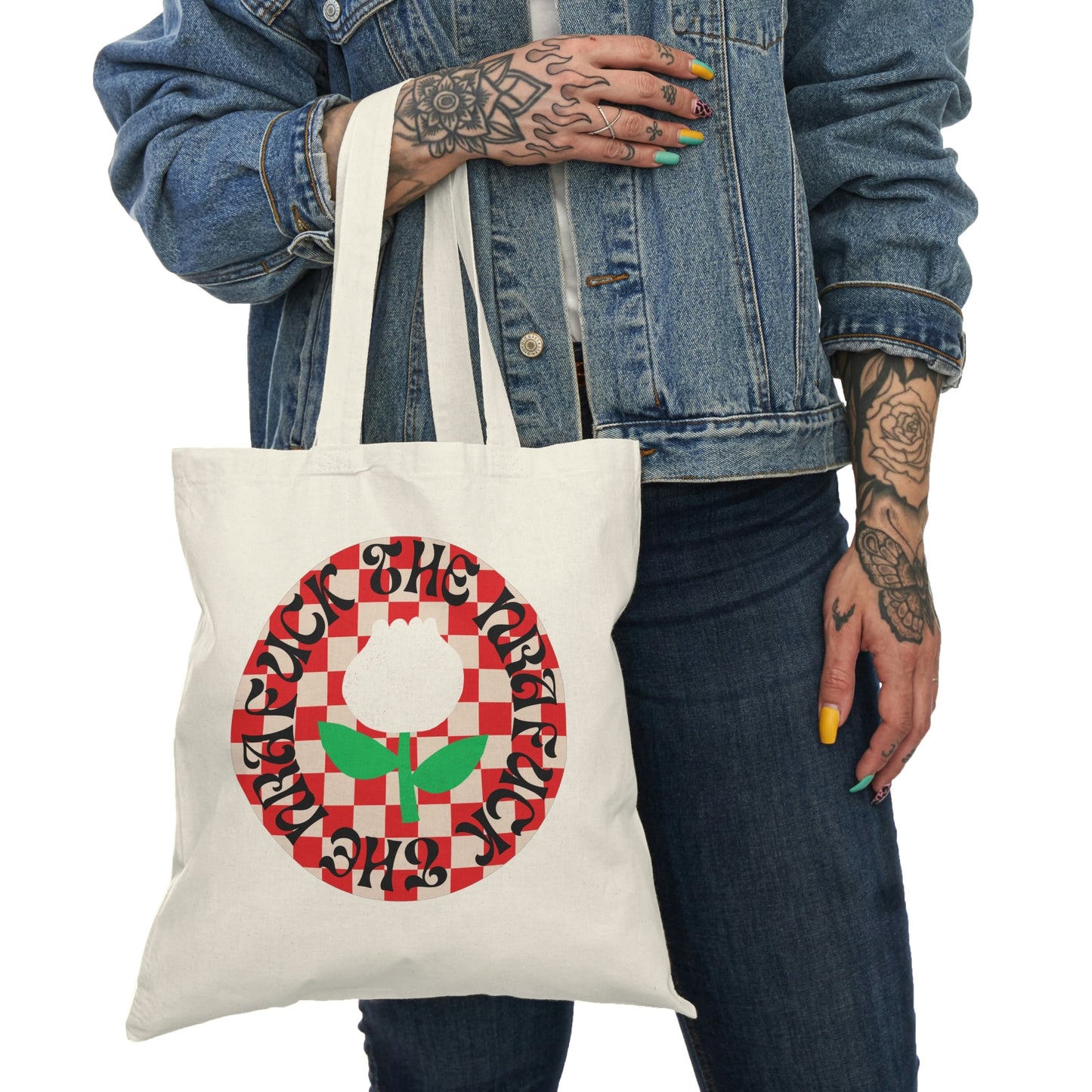 F the NRA Checkered Tote Bag - JenScribblesNY