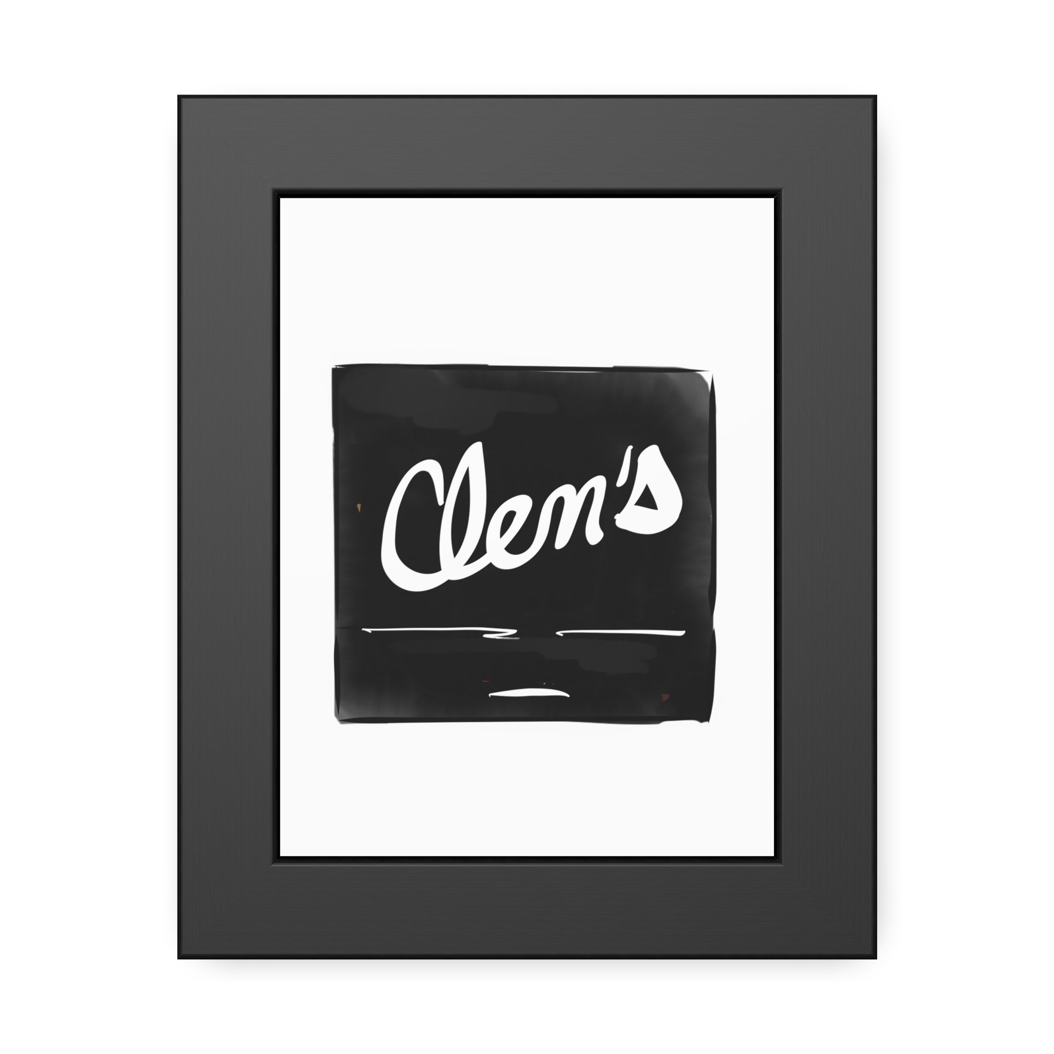 Framed Clems Matchbook Art for fiance restaurant art print for anniversary gift - JenScribblesNY
