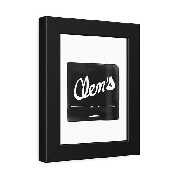 Framed Clems Matchbook Art for fiance restaurant art print for anniversary gift - JenScribblesNY