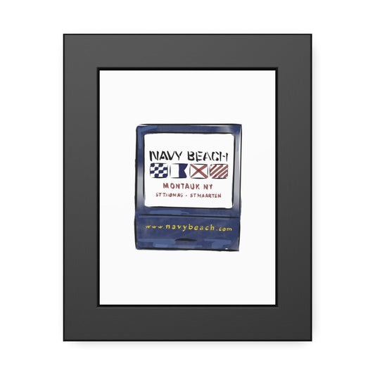 Framed Navy Beach Matchbook Art for fiance restaurant art print for anniversary gift - JenScribblesNY