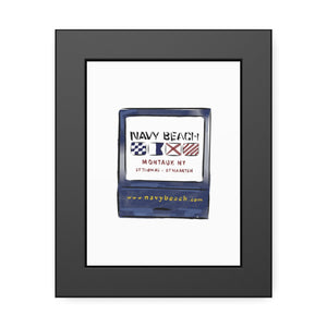 Framed Navy Beach Matchbook Art for fiance restaurant art print for anniversary gift - JenScribblesNY