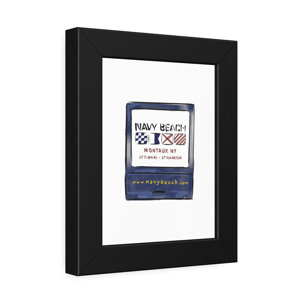 Framed Navy Beach Matchbook Art for fiance restaurant art print for anniversary gift - JenScribblesNY