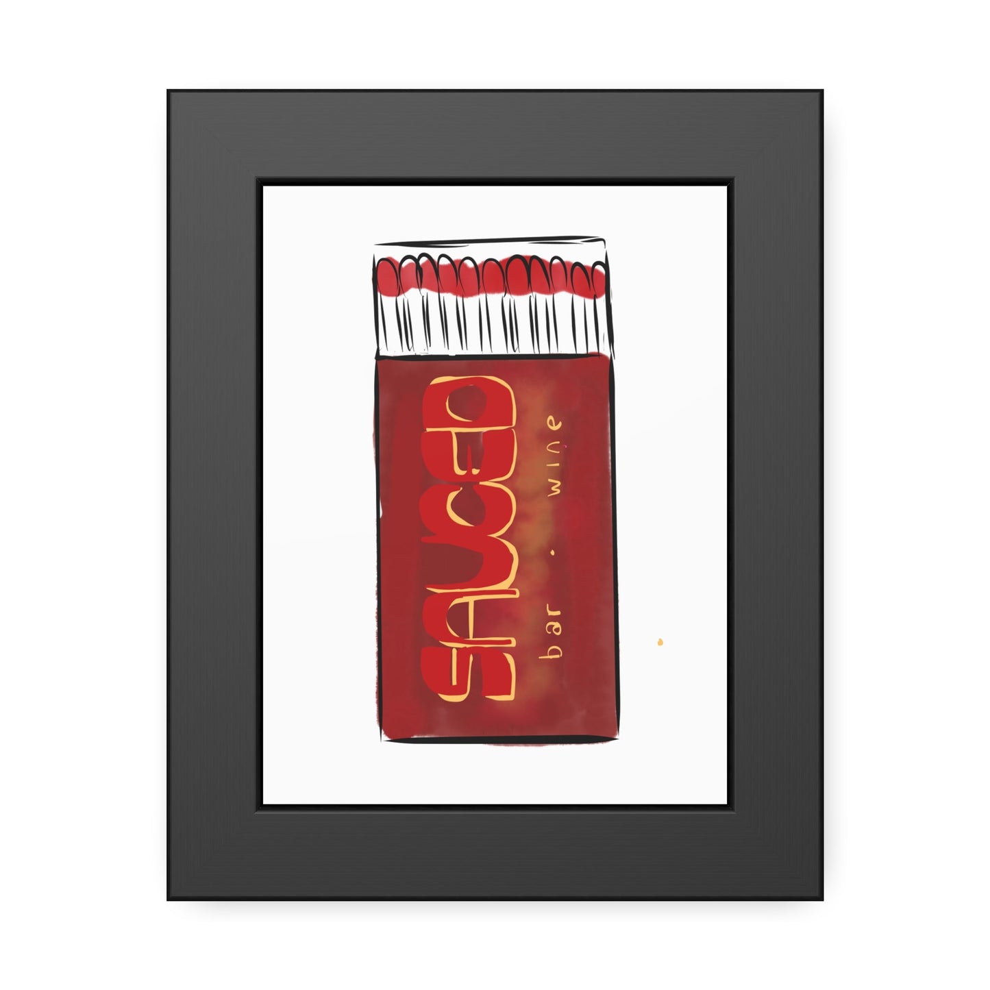 Framed Sauced Matchbook Art for fiance restaurant art print for anniversary gift - JenScribblesNY