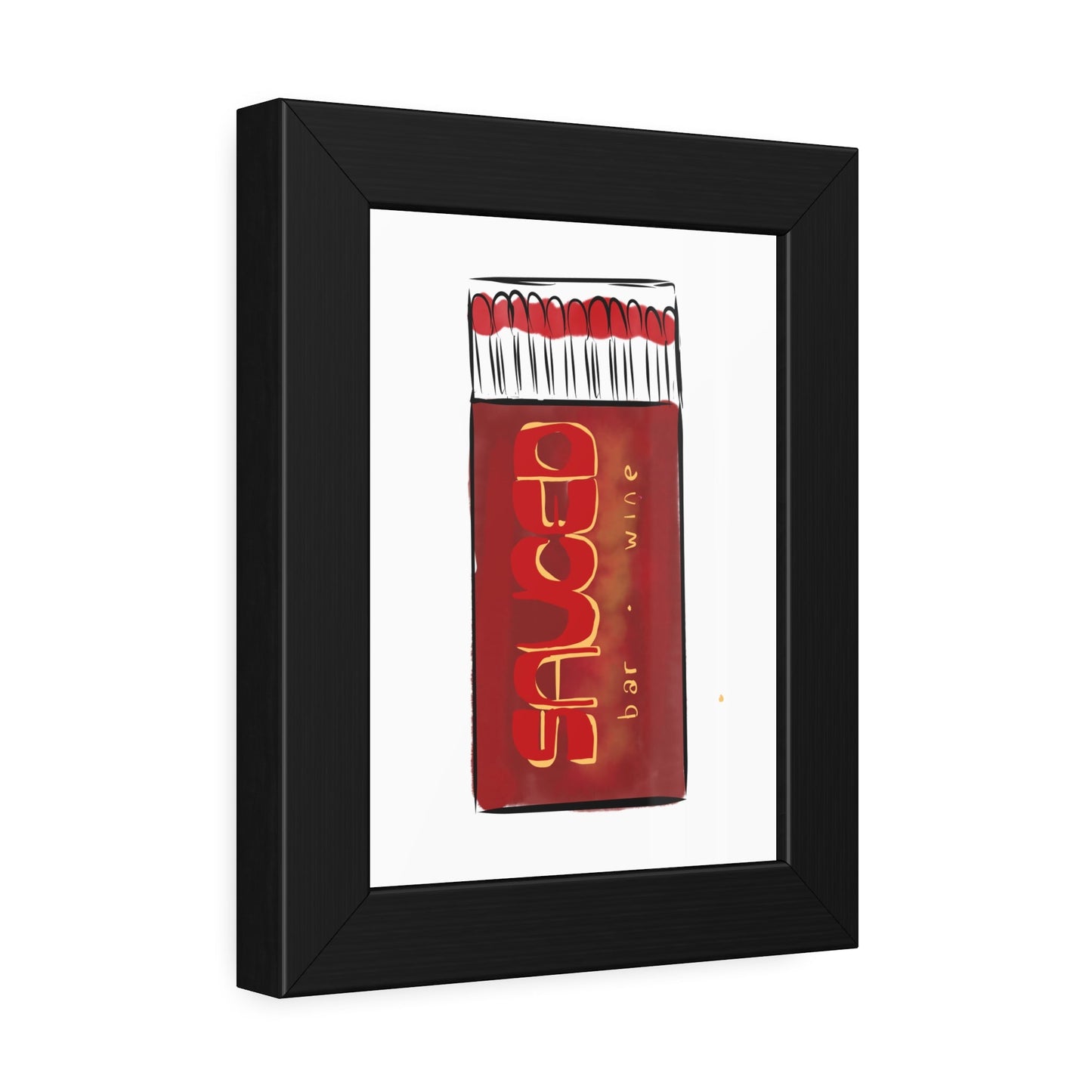 Framed Sauced Matchbook Art for fiance restaurant art print for anniversary gift - JenScribblesNY