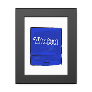 Framed Winson Matchbook Art for fiance restaurant art print for anniversary gift - JenScribblesNY