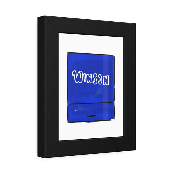 Framed Winson Matchbook Art for fiance restaurant art print for anniversary gift - JenScribblesNY