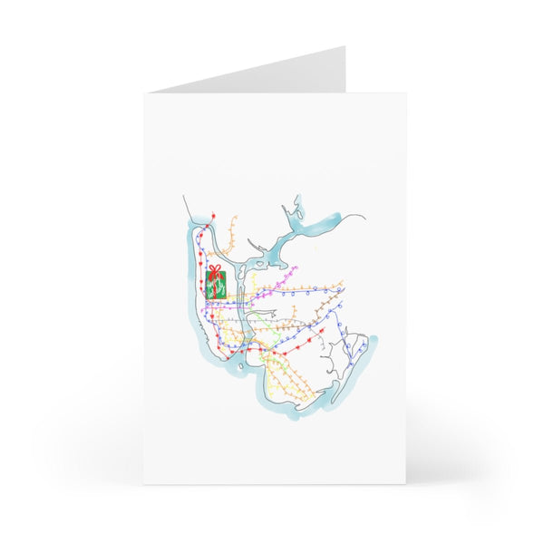 NYC Subway Lines Christmas Card - JenScribblesNY