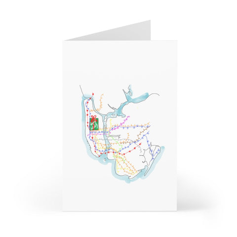 NYC Subway Lines Christmas Card - JenScribblesNY