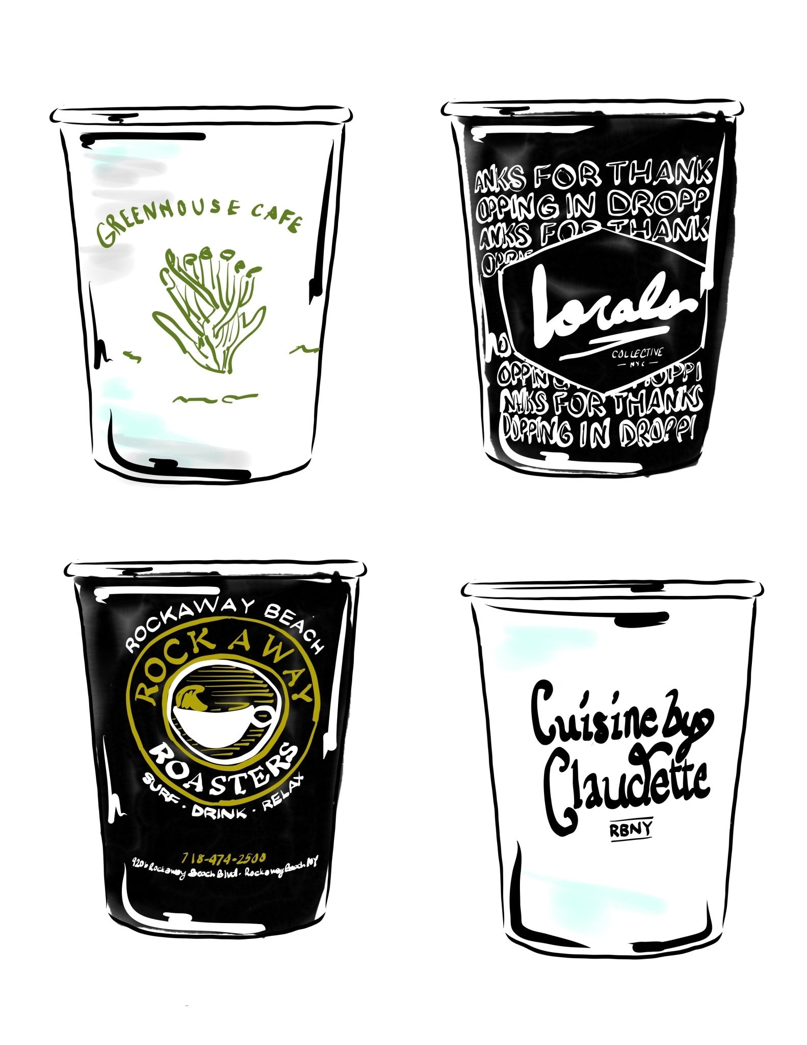 Rockaway coffee cups - JenScribblesNY
